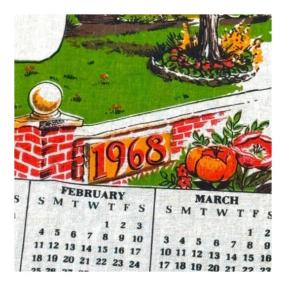 Vtg 1968 Linen Calendar Wall Hanging Bless This House Prayer Housewarming READ - Picture 3 of 9